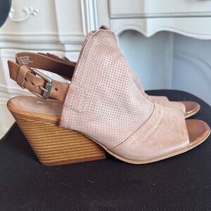 Miz Mooz Blush and Tan Wedge Sandals